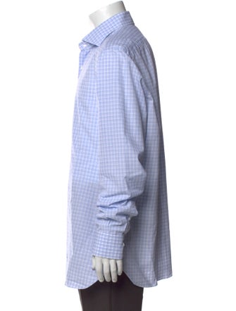 Isaia Plaid Print Long Sleeve Dress Shirt