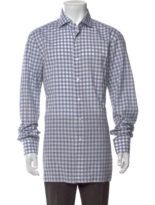 Isaia Plaid Print Long Sleeve Dress Shirt