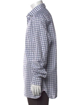 Isaia Plaid Print Long Sleeve Dress Shirt