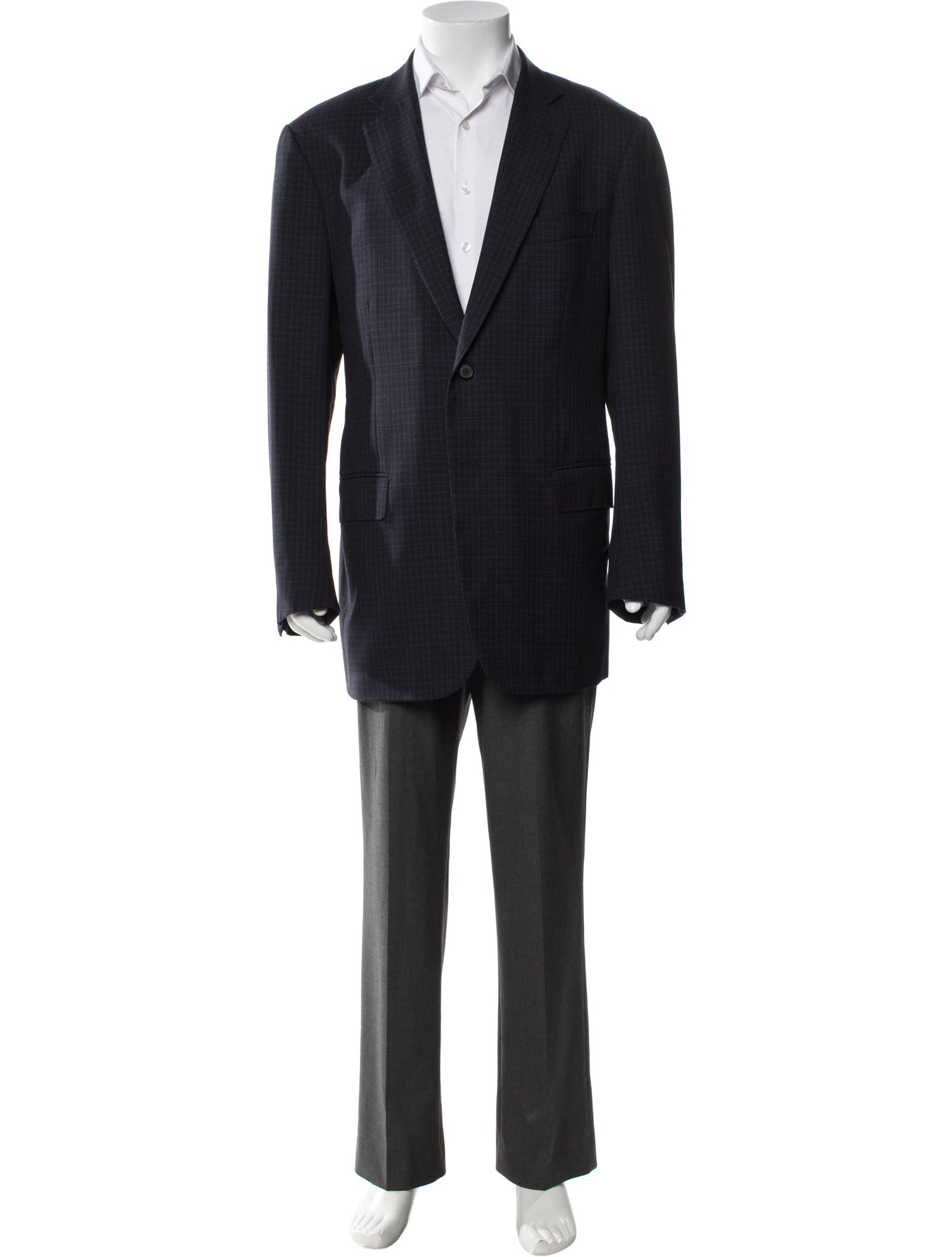 Isaia Wool Plaid Print Blazer