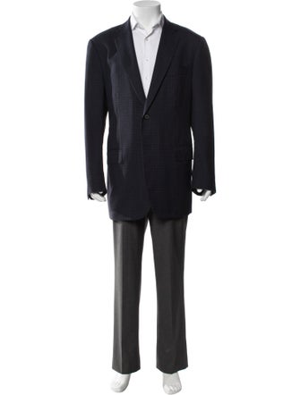 Isaia Wool Plaid Print Blazer