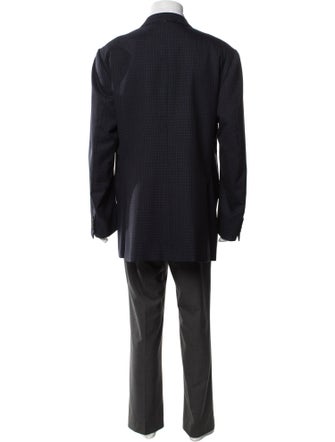 Isaia Wool Plaid Print Blazer