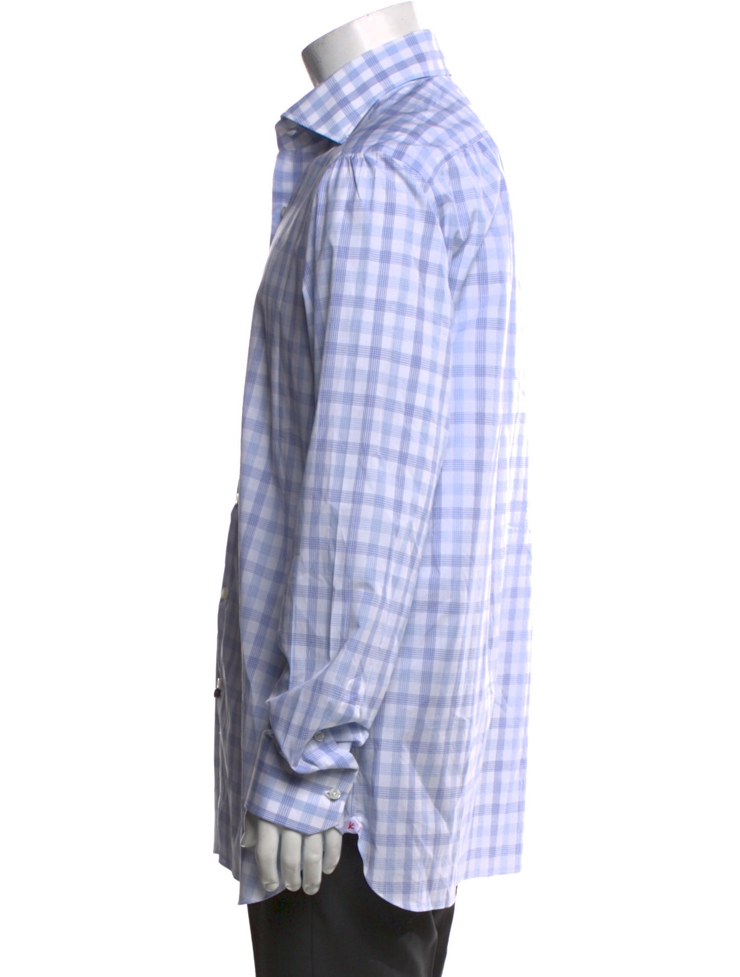 Isaia Wool Plaid Print Dress Shirt w/ Tags