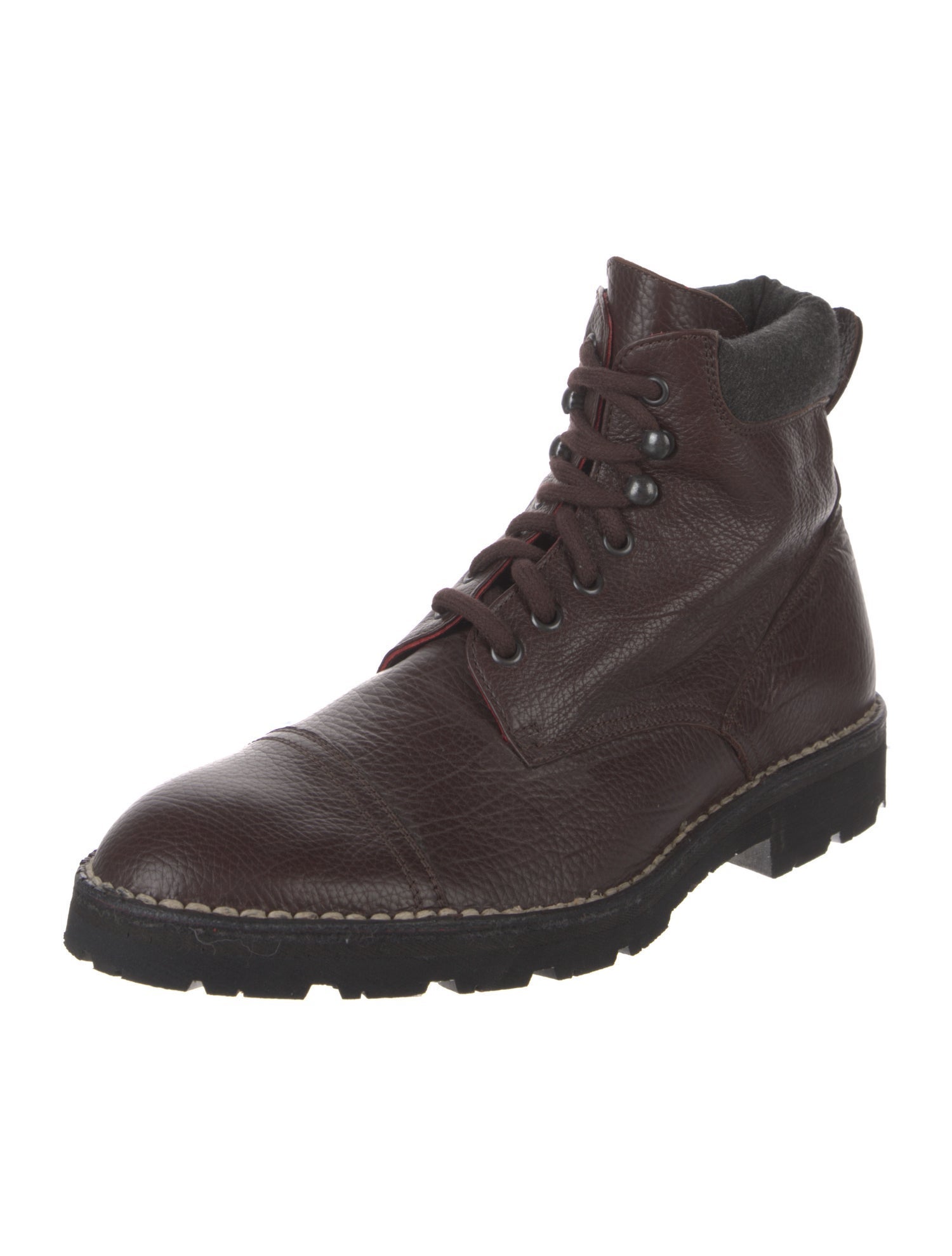 Isaia Leather Lace-Up Boots