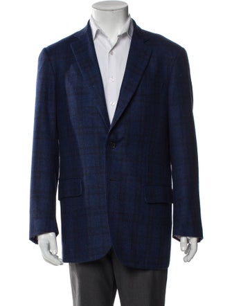 Isaia Wool Plaid Print Blazer