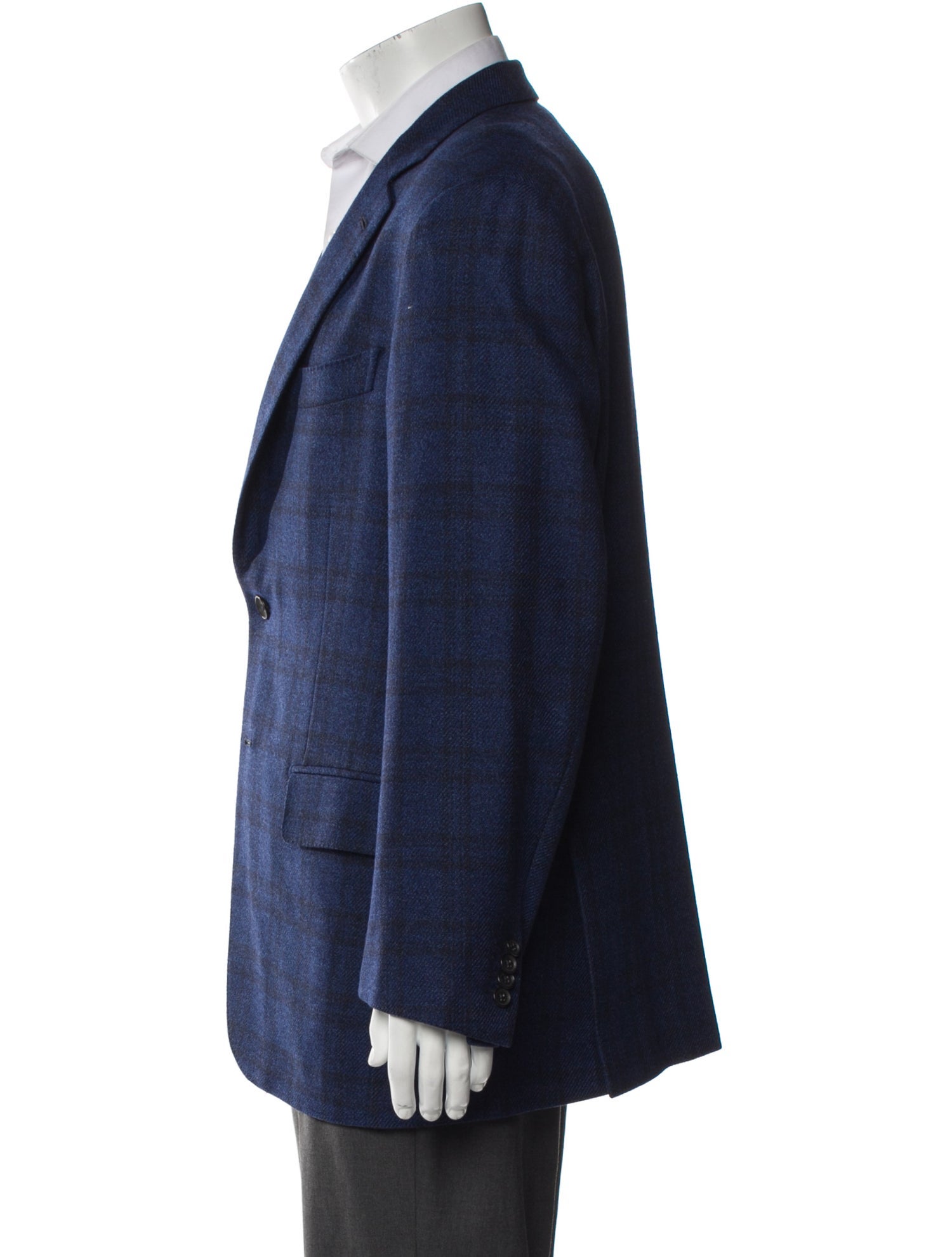Isaia Wool Plaid Print Blazer