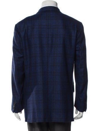 Isaia Wool Plaid Print Blazer