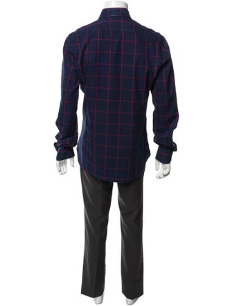 Isaia Plaid Print Long Sleeve Shirt