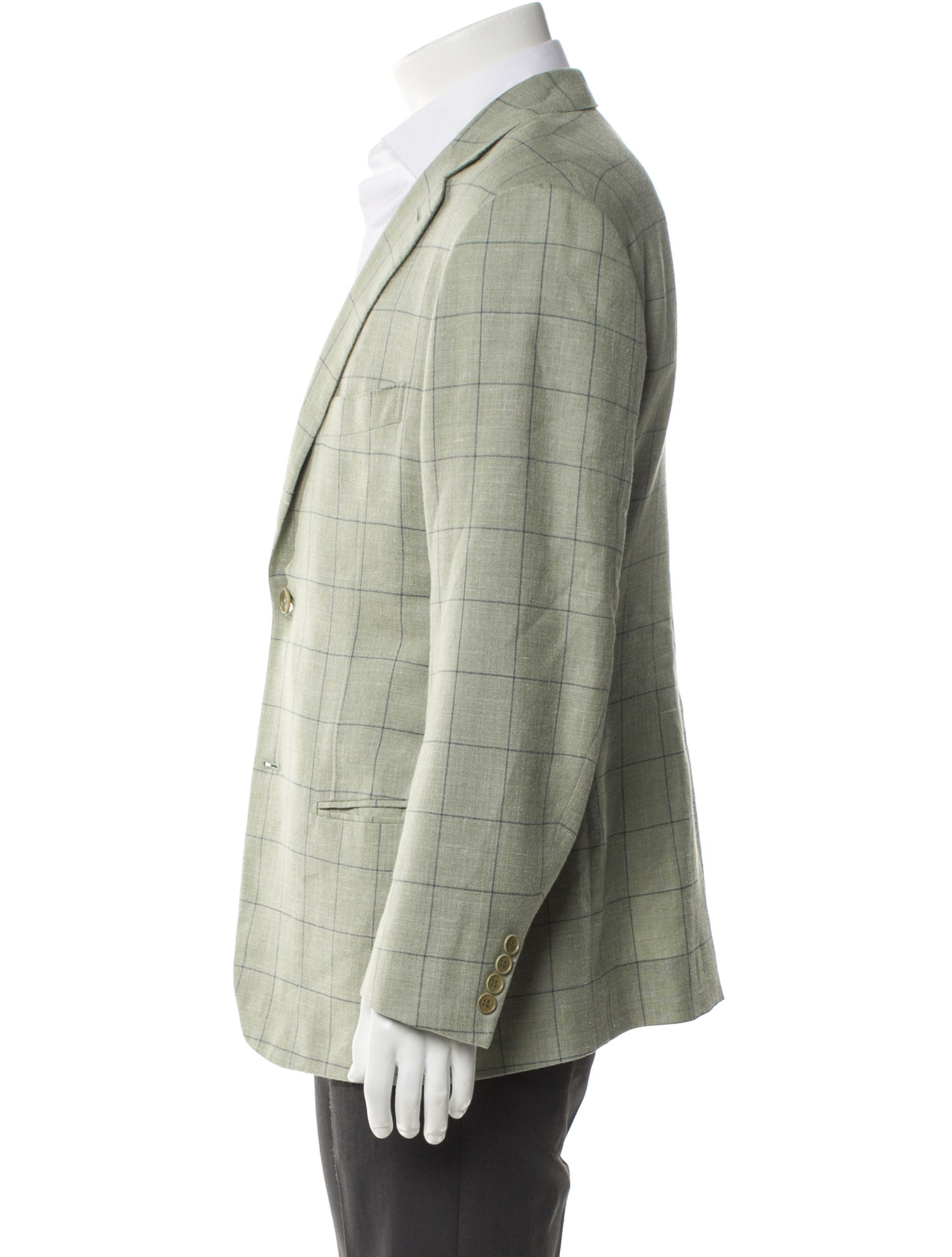 Isaia Wool Plaid Print Blazer