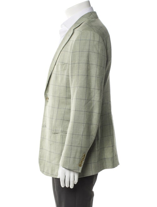 Isaia Wool Plaid Print Blazer