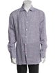 Isaia Linen Plaid Print Dress Shirt