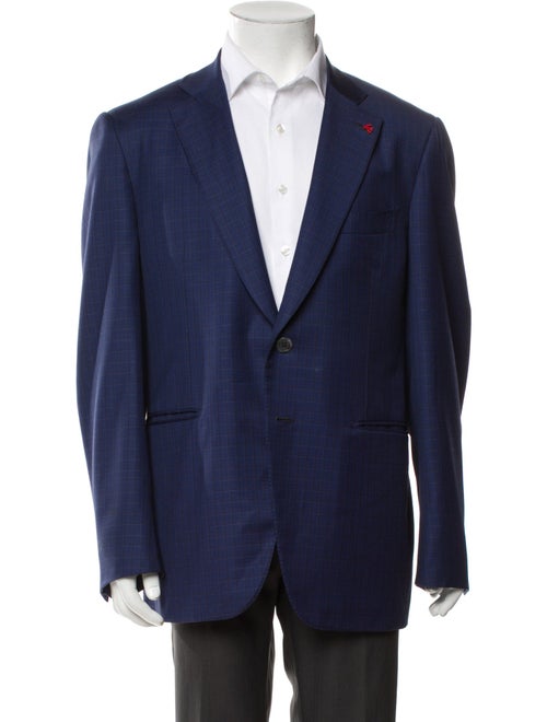 Isaia Wool Embroidered Accent Blazer