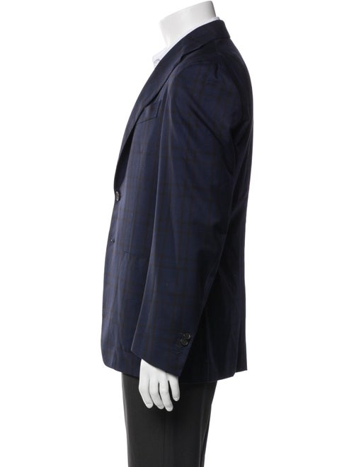 Isaia Wool Plaid Print Blazer