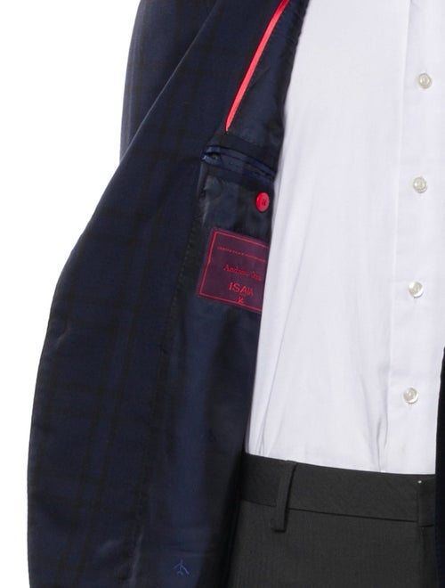 Isaia Wool Plaid Print Blazer