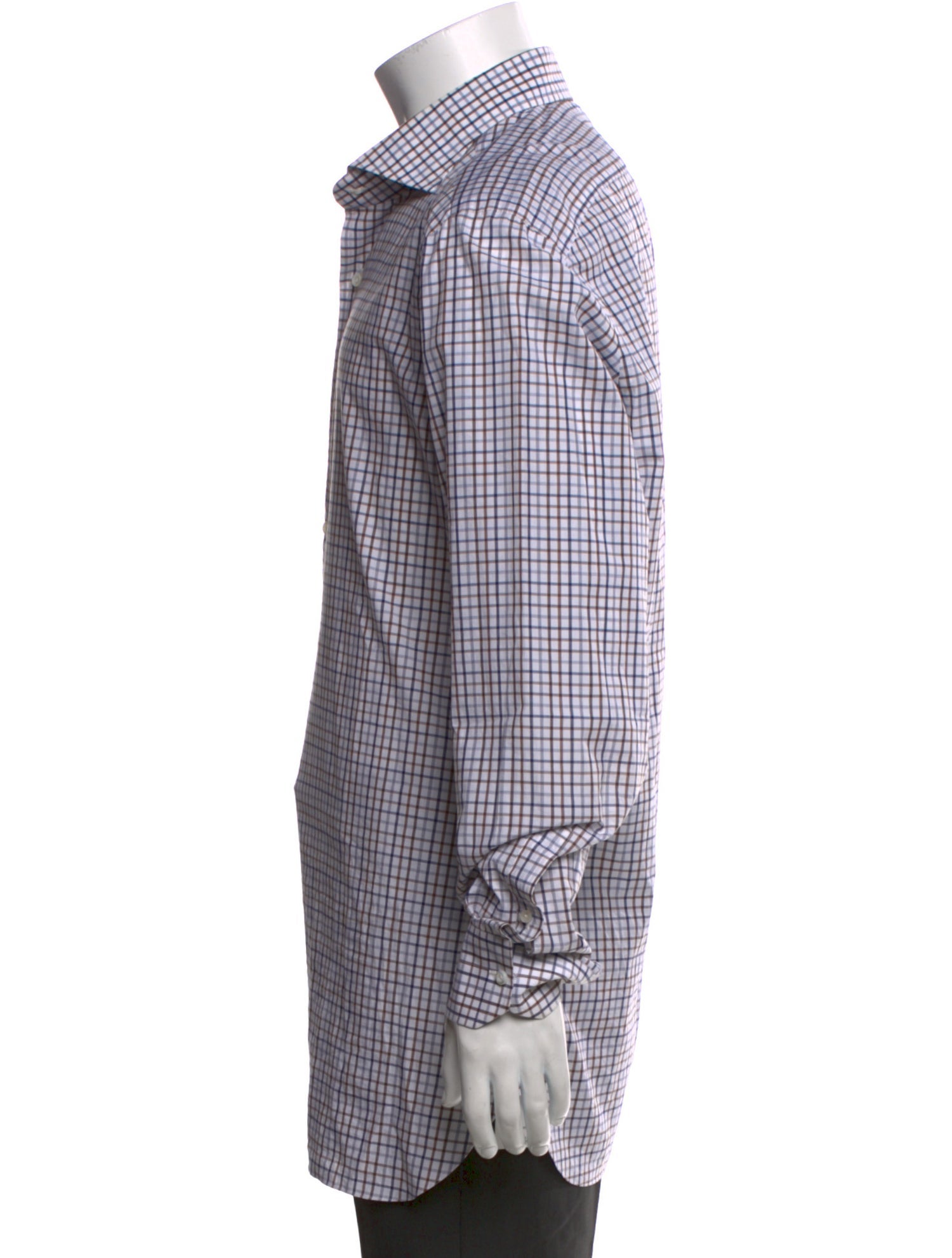 Isaia Plaid Print Long Sleeve Dress Shirt