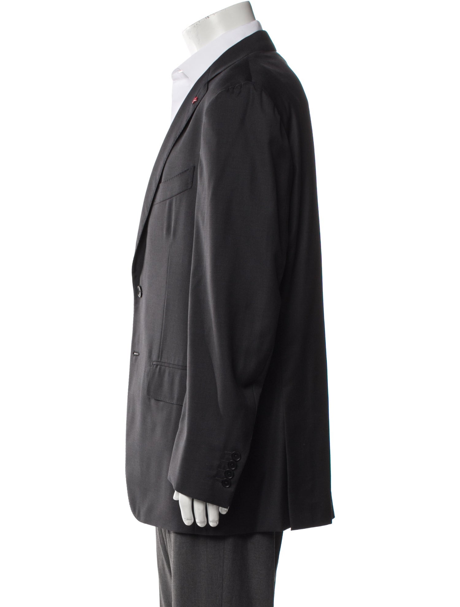 Isaia Wool Embroidered Accent Blazer