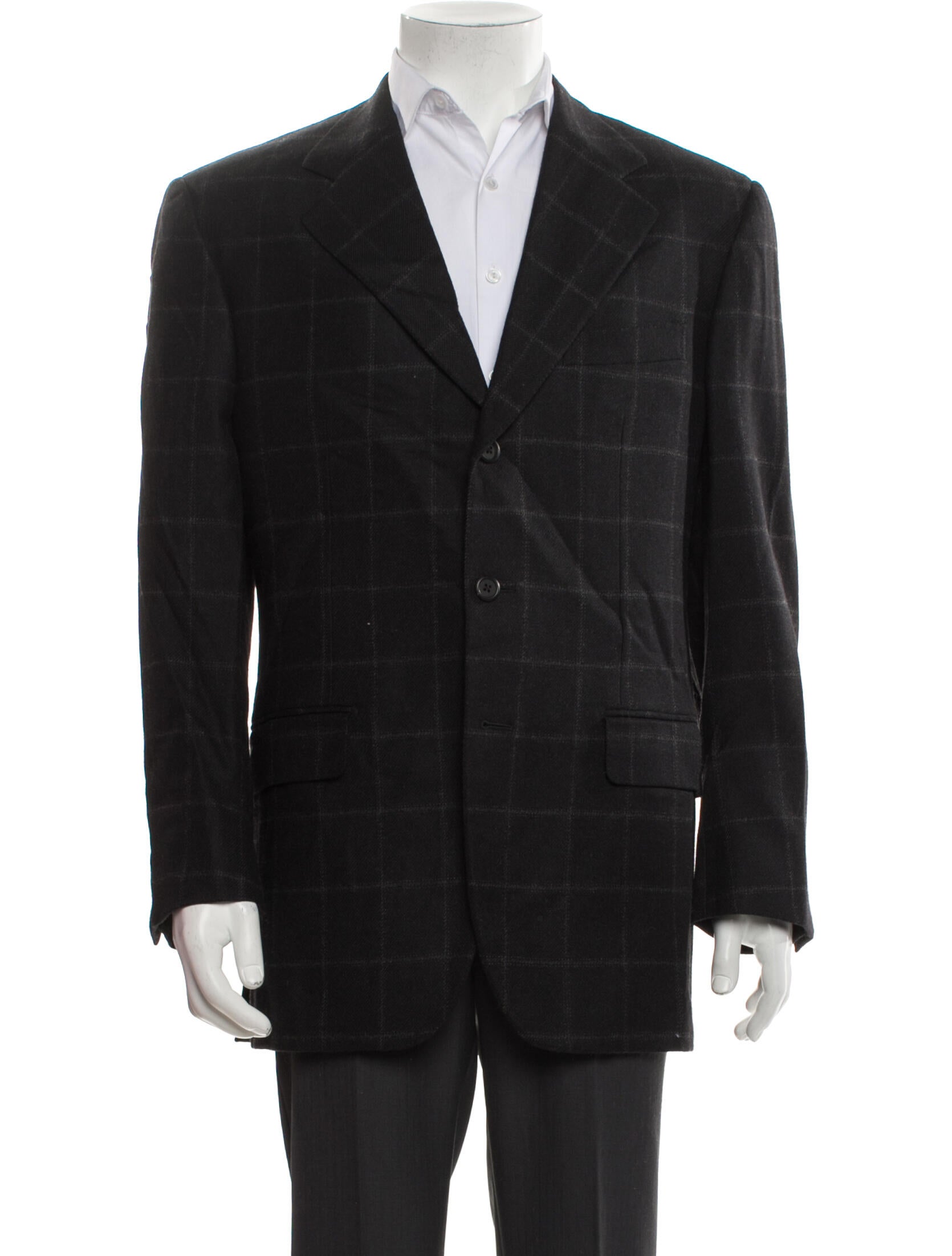 Isaia Wool Plaid Print Blazer
