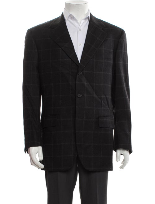 Isaia Wool Plaid Print Blazer