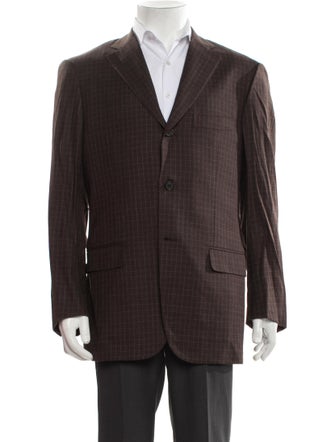 Isaia Wool Plaid Print Blazer
