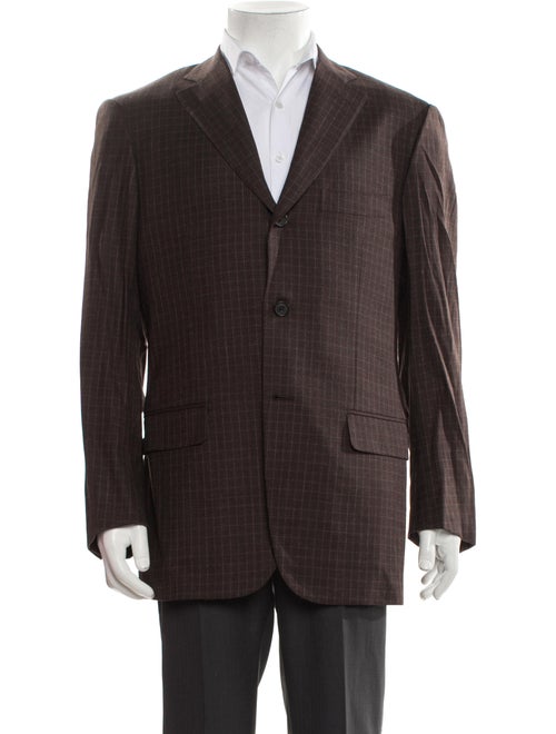 Isaia Wool Plaid Print Blazer