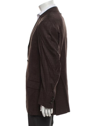 Isaia Wool Plaid Print Blazer