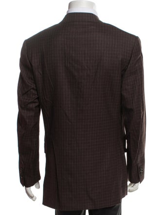 Isaia Wool Plaid Print Blazer