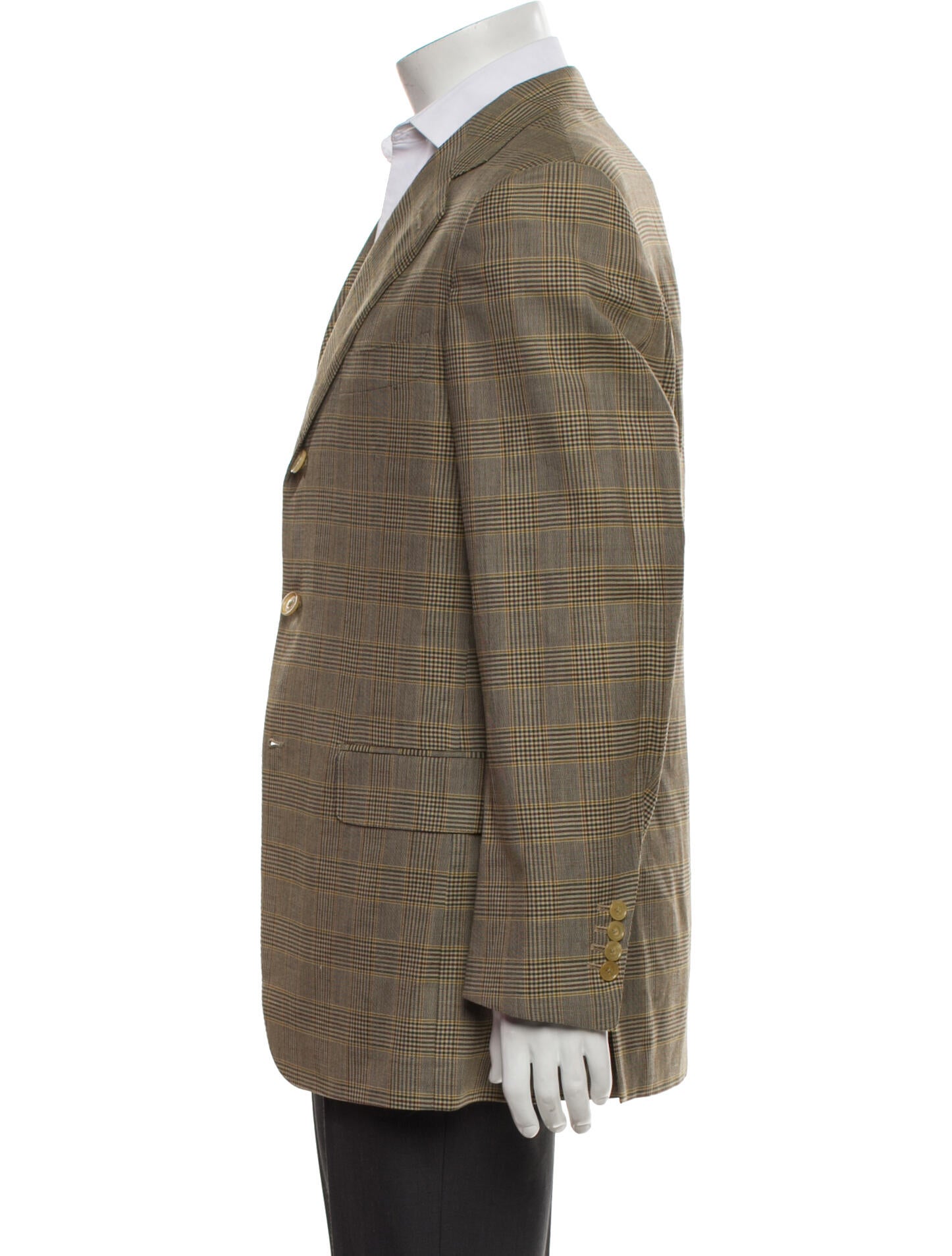 Isaia Wool Plaid Print Blazer