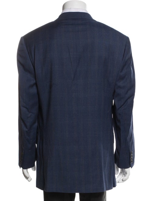 Isaia Wool Plaid Print Blazer