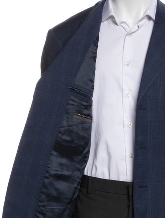 Isaia Wool Plaid Print Blazer