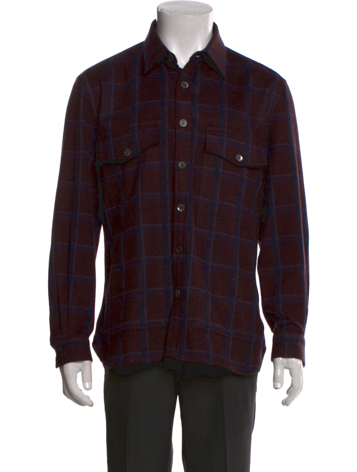 Isaia Plaid Print Long Sleeve Shirt