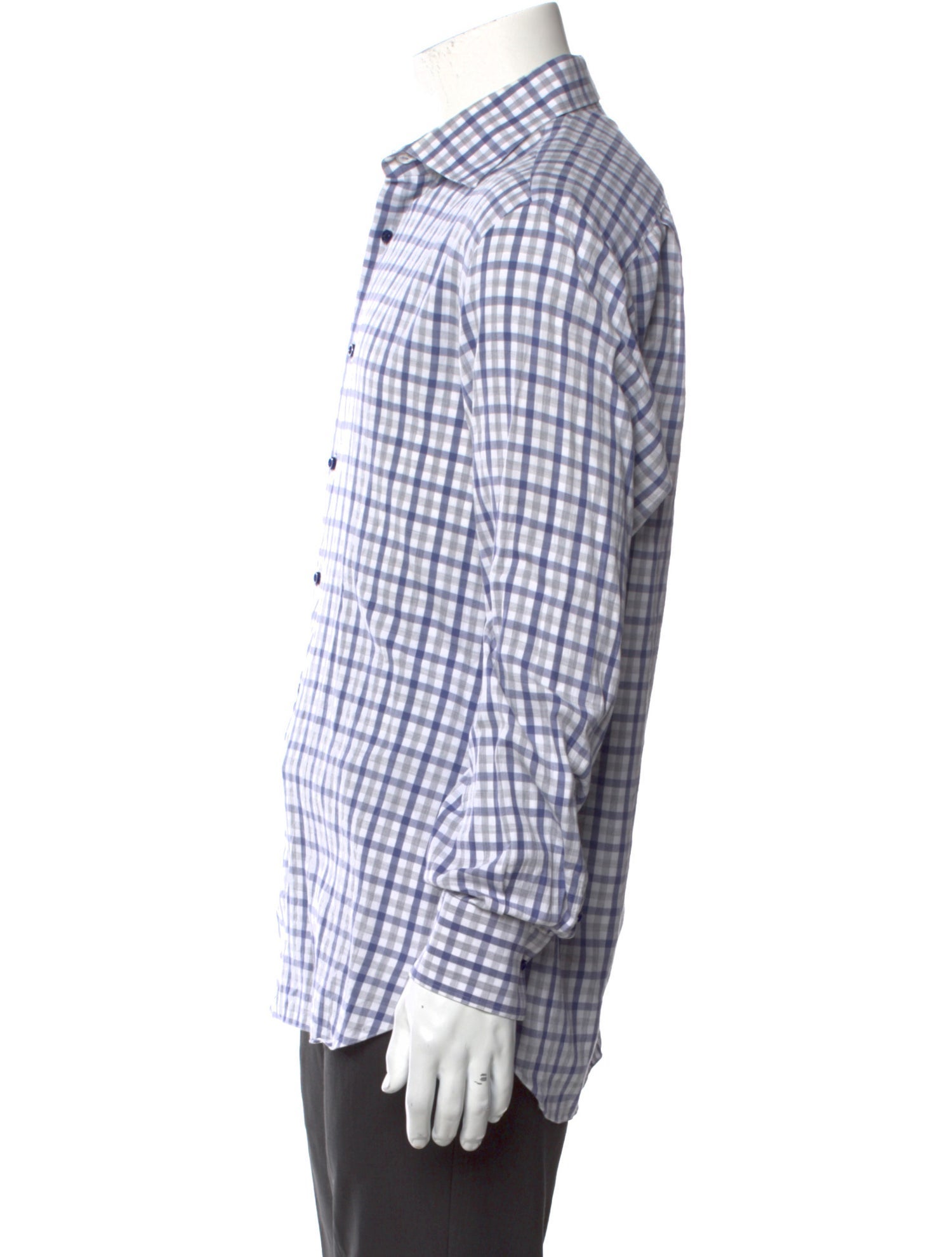 Isaia Plaid Print Long Sleeve Dress Shirt