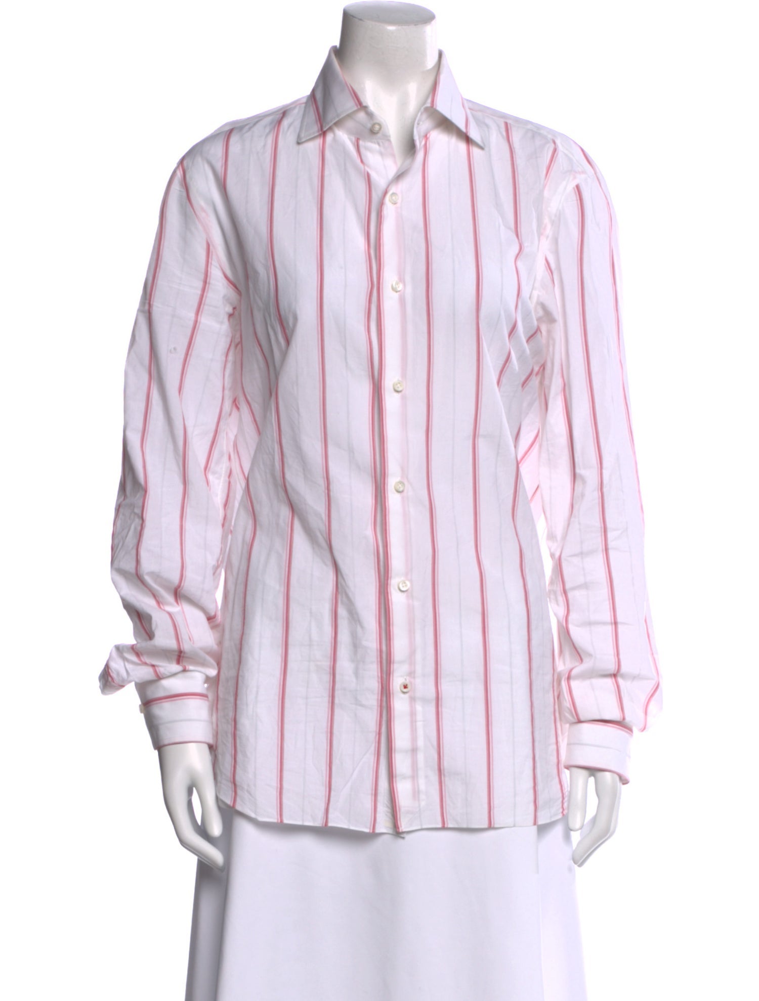 Isaia Striped Long Sleeve Button-Up Top