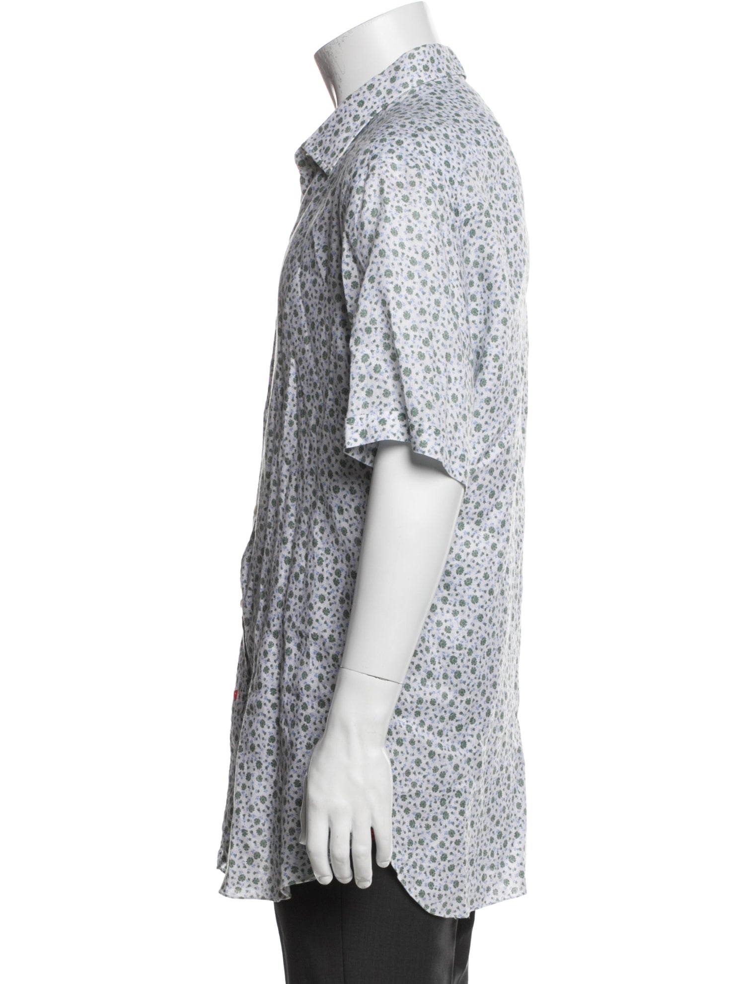 Isaia Linen Floral Print Shirt