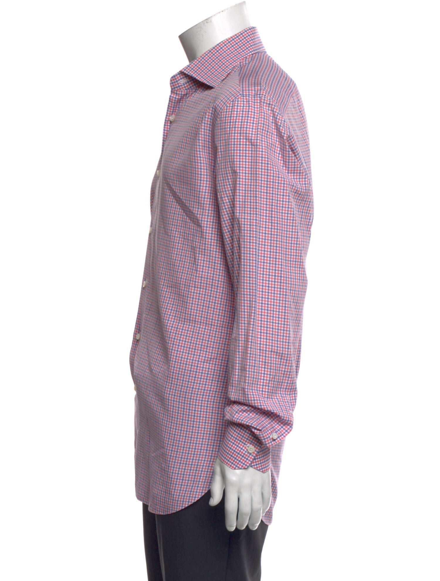 Isaia Plaid Print Long Sleeve Dress Shirt