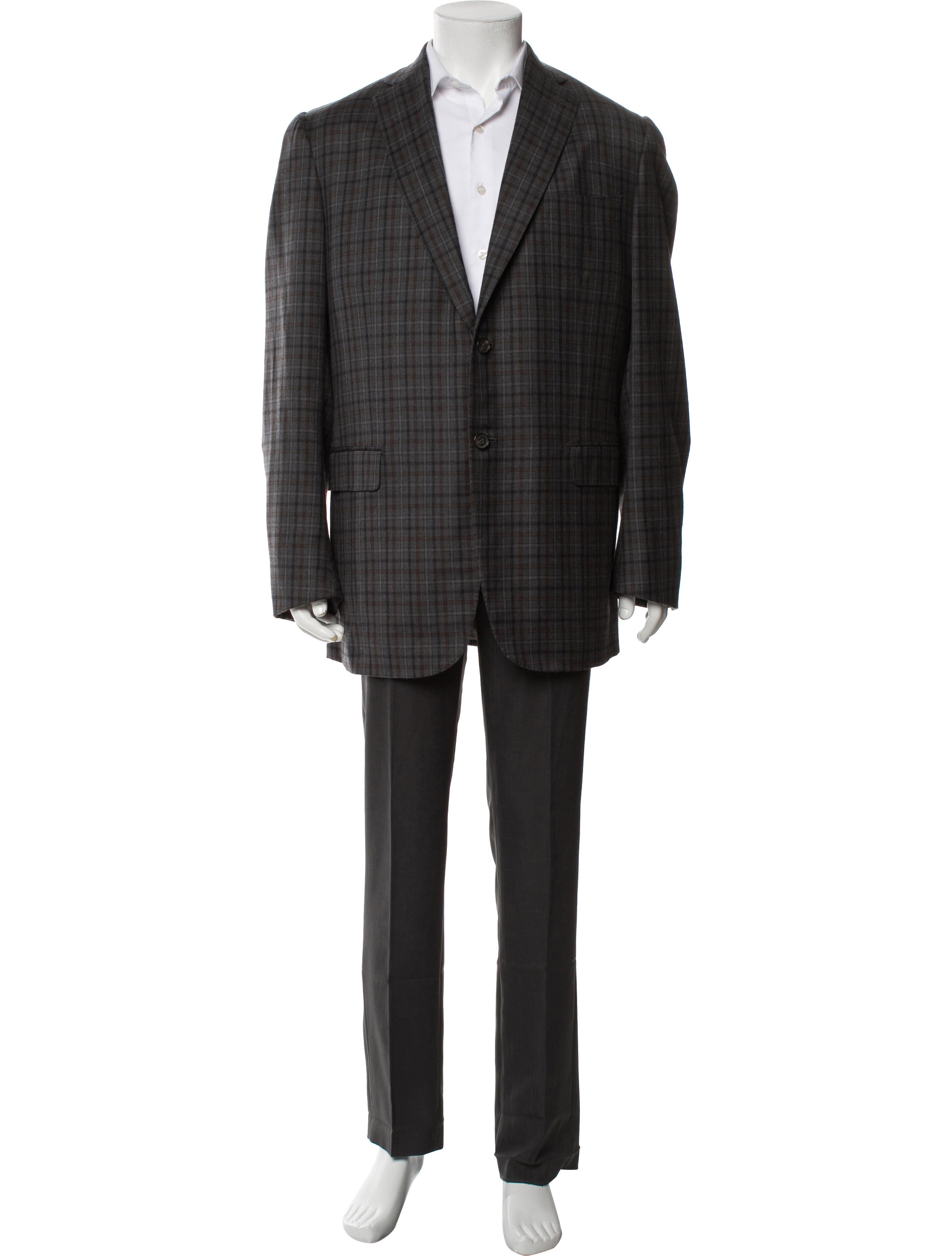 Isaia Wool Plaid Print Blazer