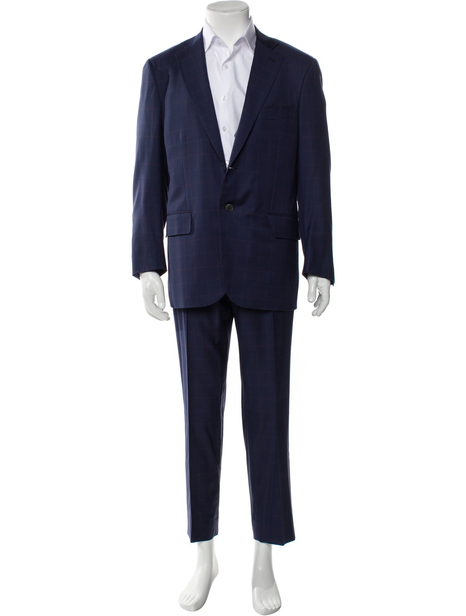 Isaia Wool Plaid Print Two-Piece Blazer