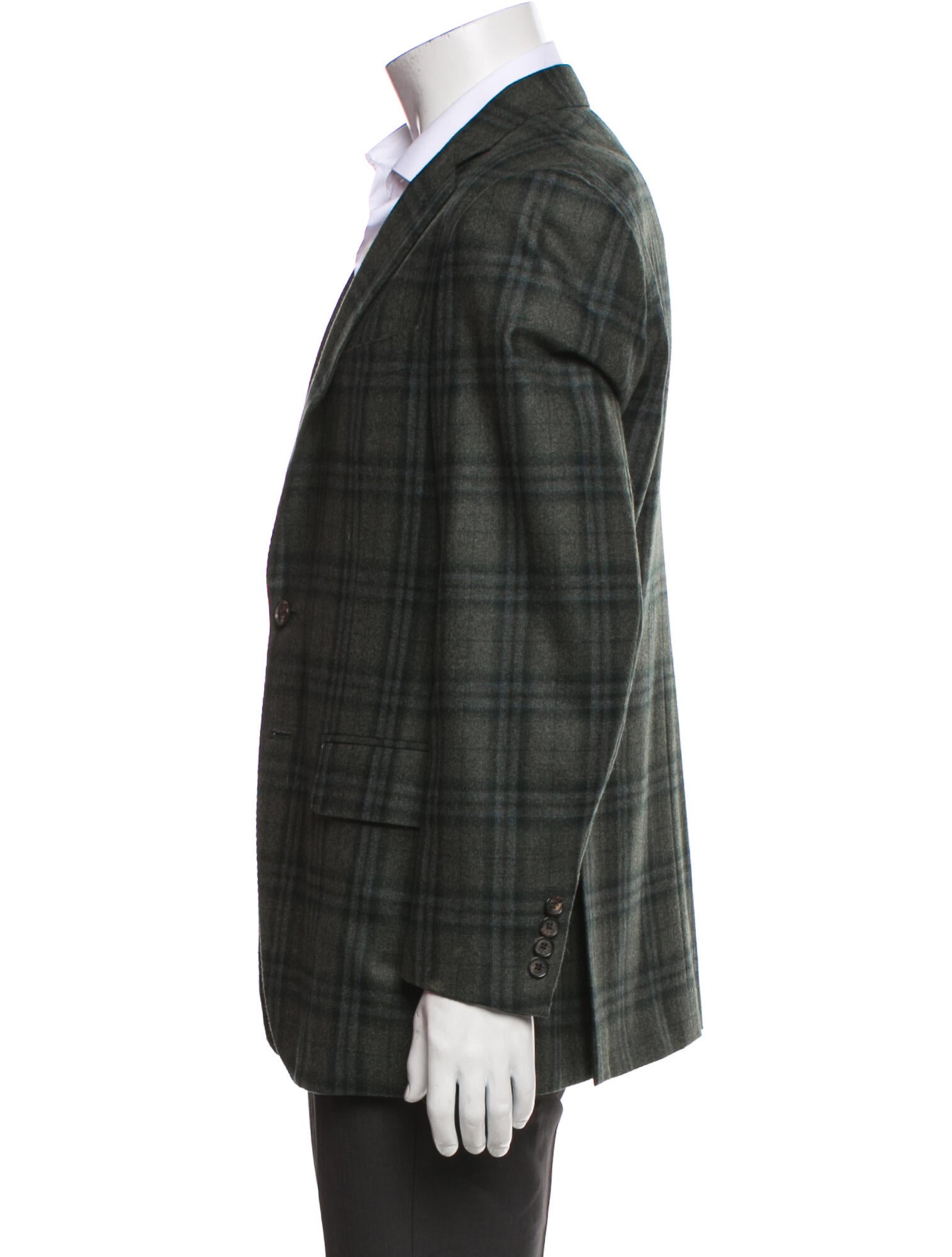 Isaia Wool Plaid Print Suit