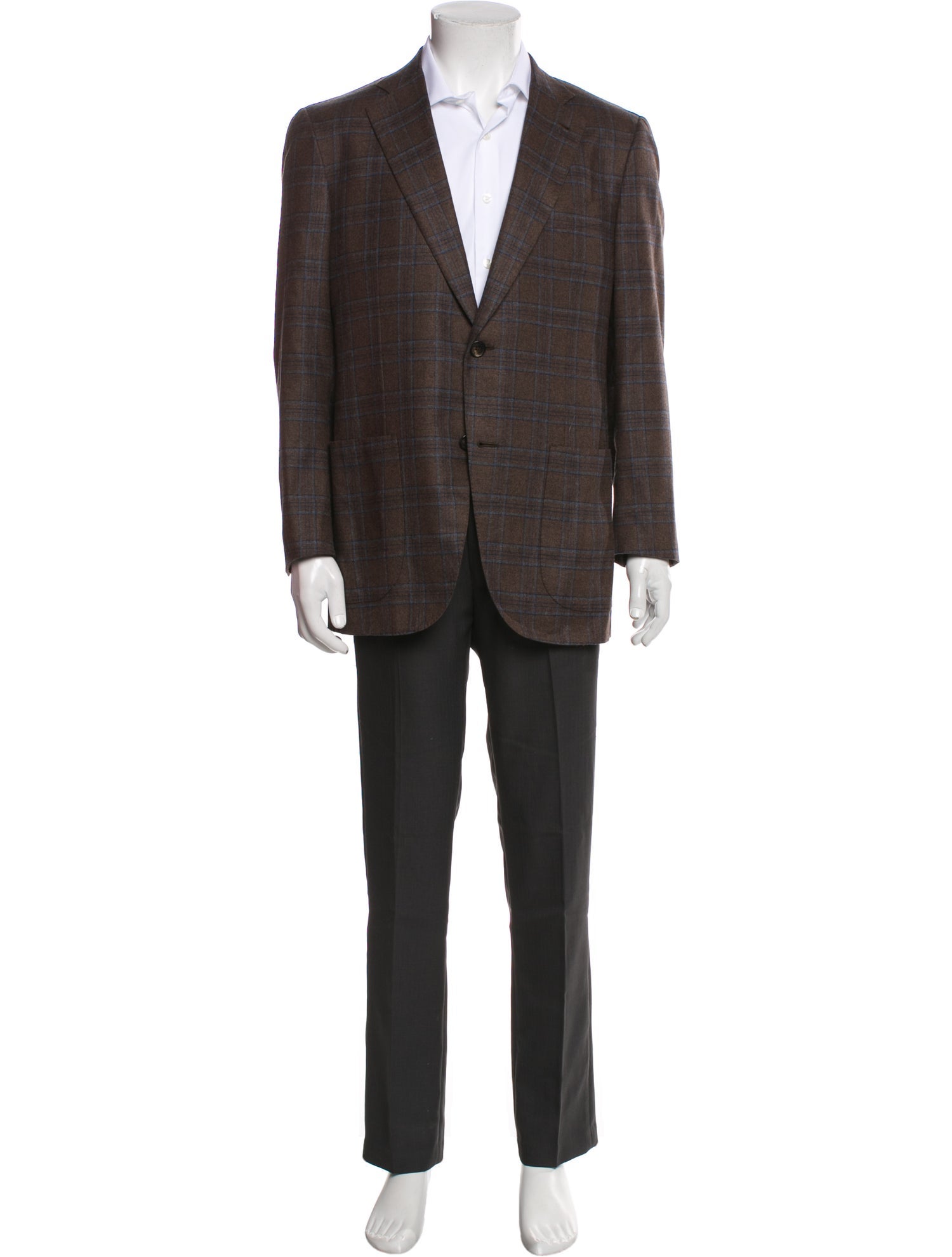 Isaia Silk Plaid Print Blazer