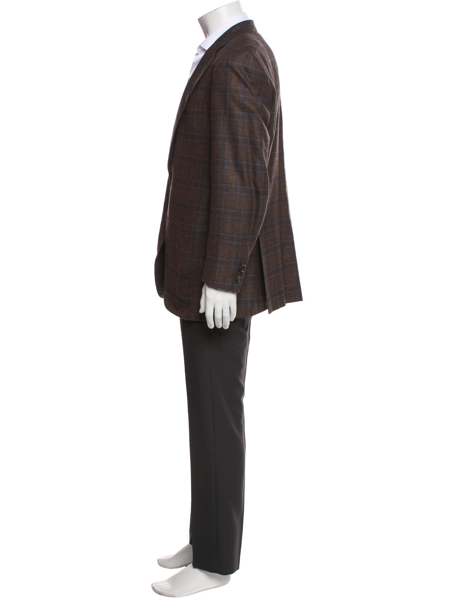 Isaia Silk Plaid Print Blazer