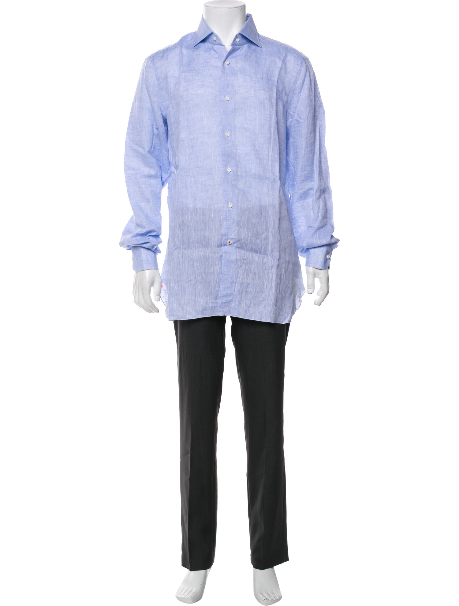 Isaia Linen Long Sleeve Dress Shirt
