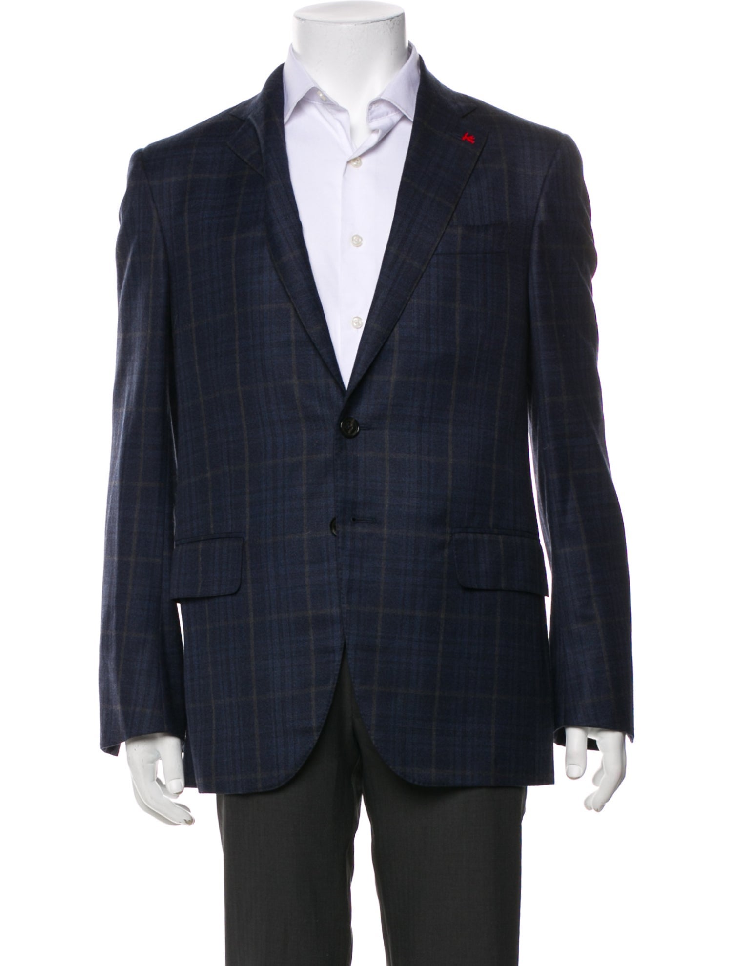 Isaia Wool Plaid Print Blazer
