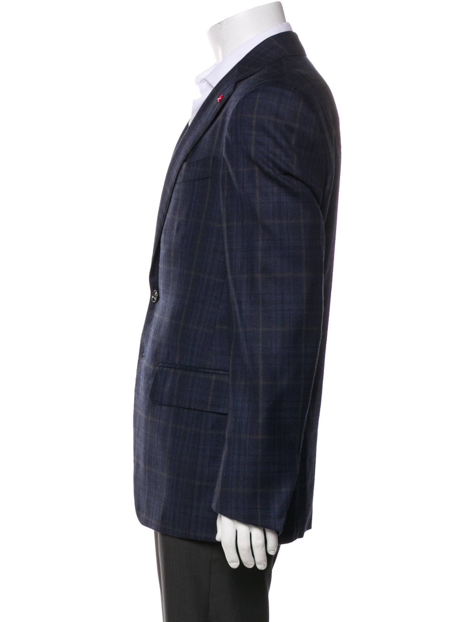 Isaia Wool Plaid Print Blazer