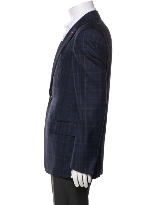 Isaia Wool Plaid Print Blazer