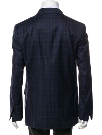 Isaia Wool Plaid Print Blazer