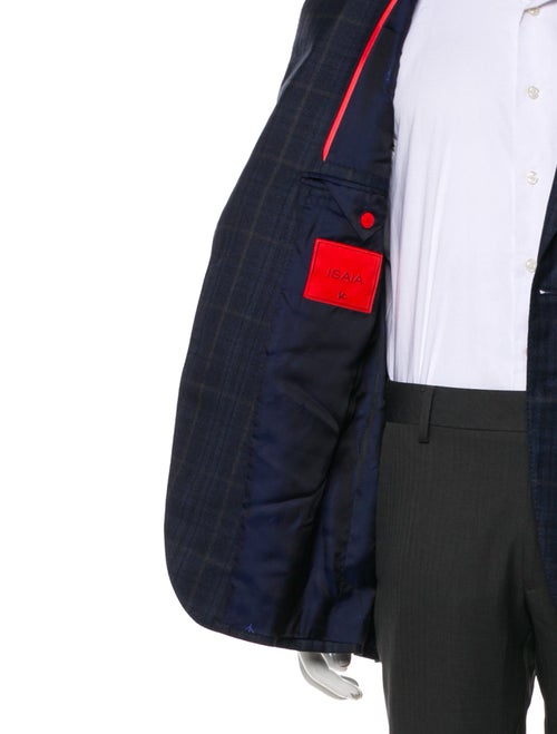 Isaia Wool Plaid Print Blazer