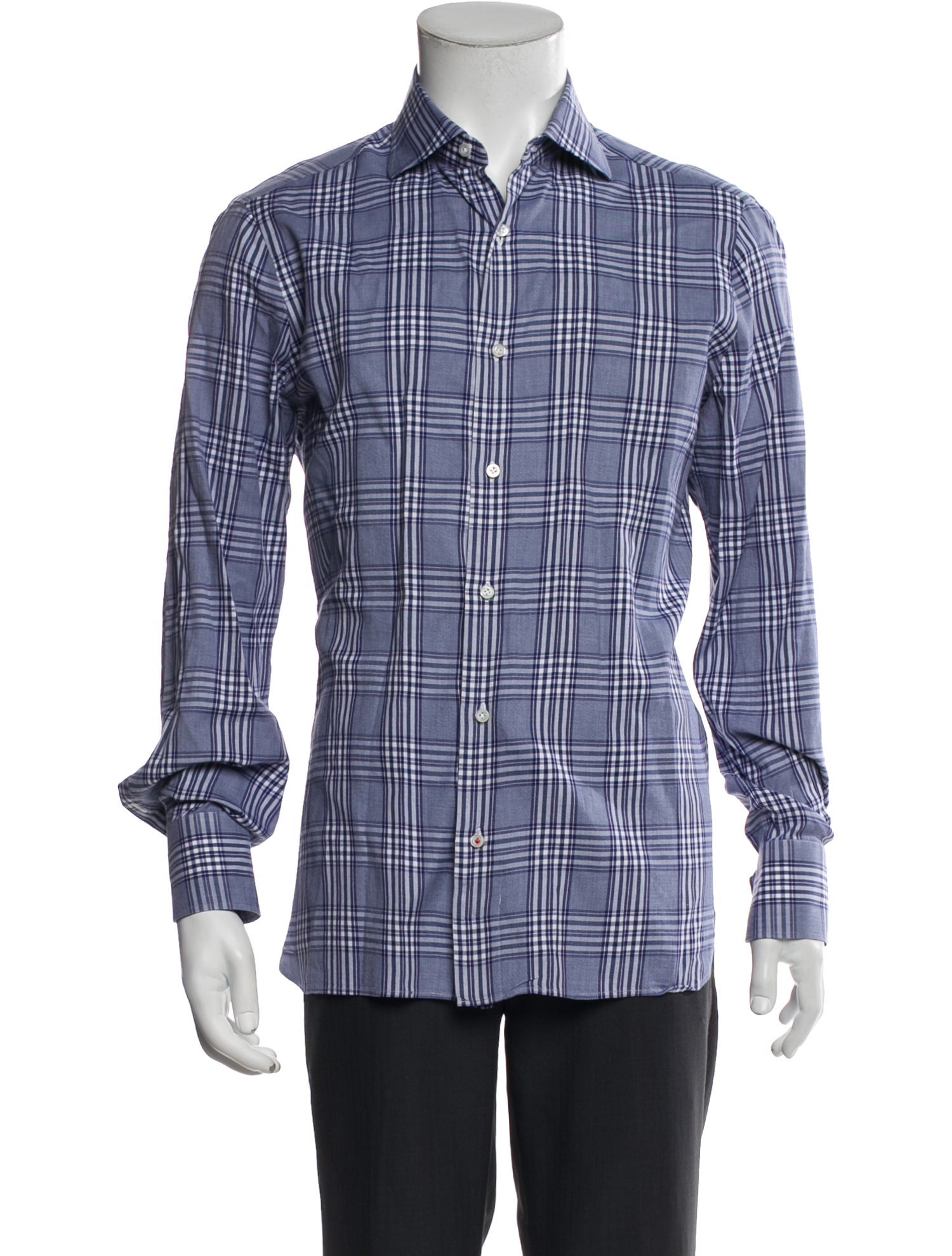 Isaia Plaid Print Long Sleeve Shirt