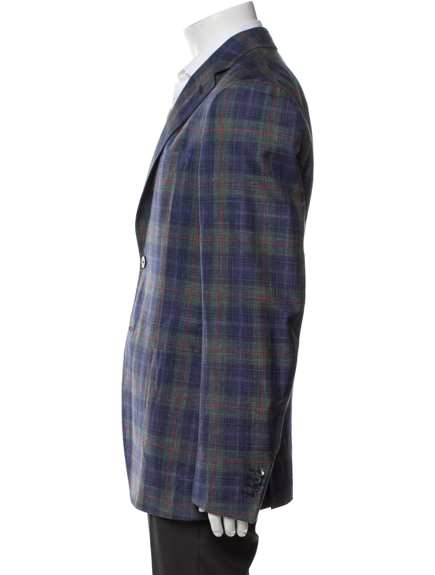 Isaia Cashmere Plaid Print Blazer
