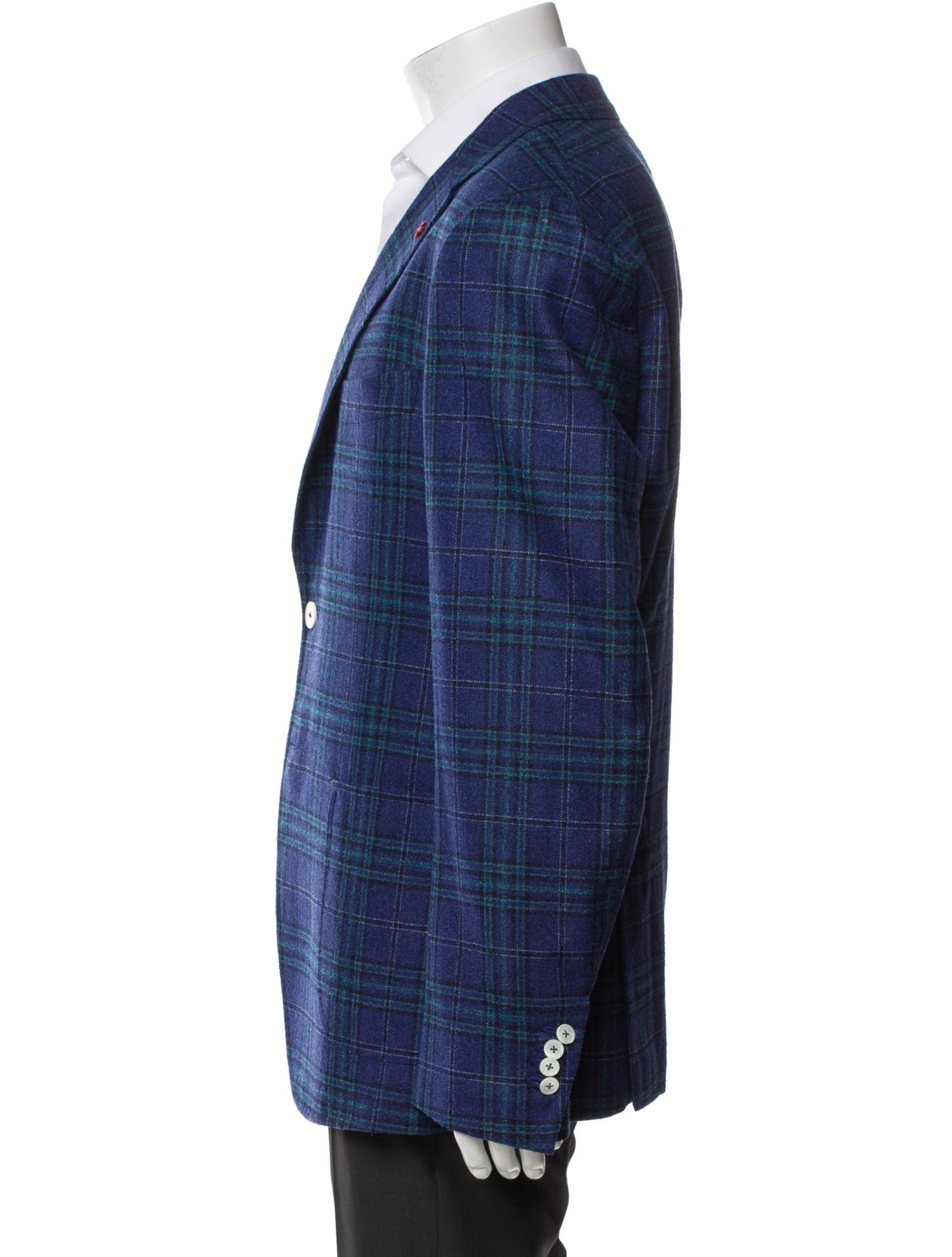 Isaia Wool Plaid Print Blazer