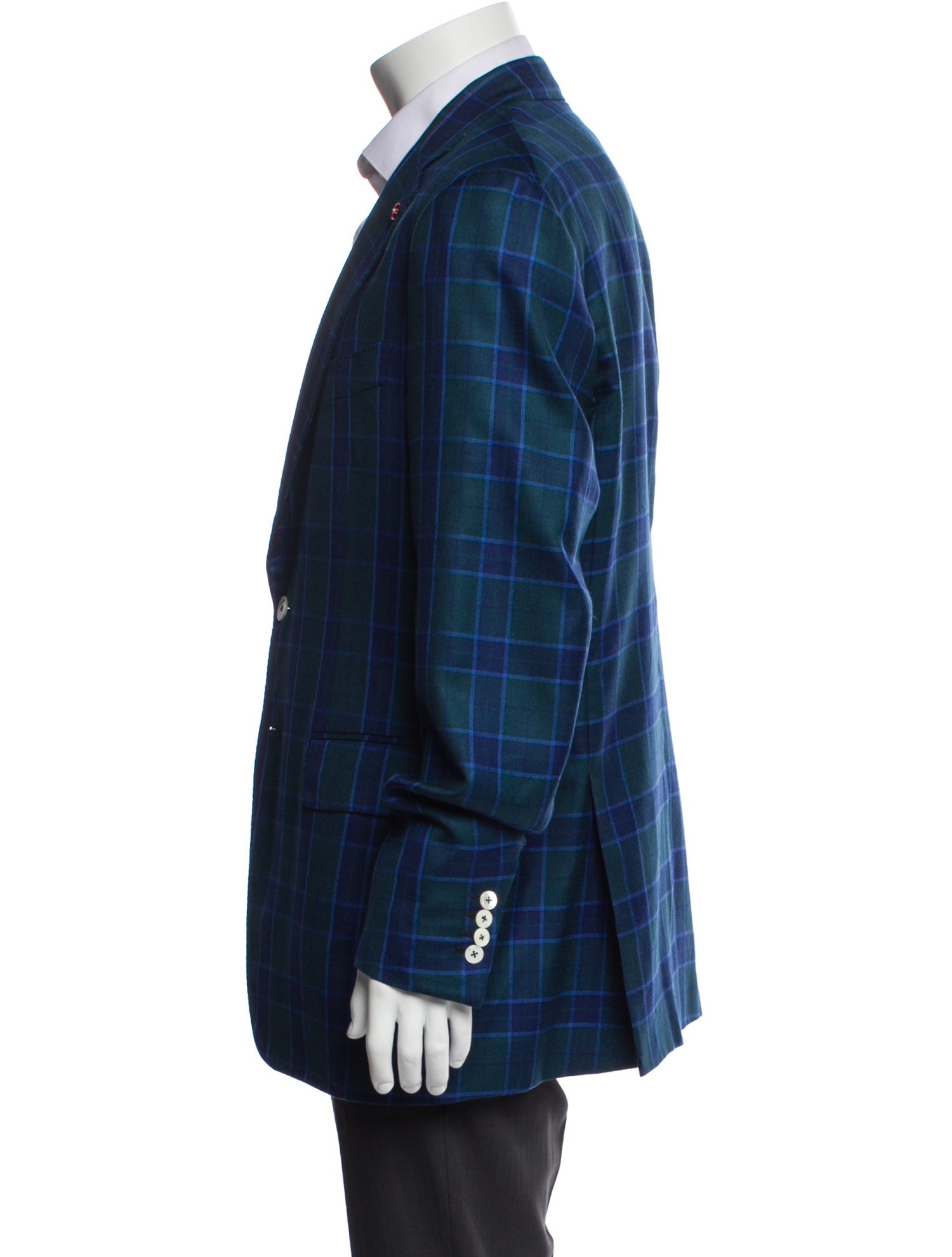 Isaia Cashmere Plaid Print Blazer