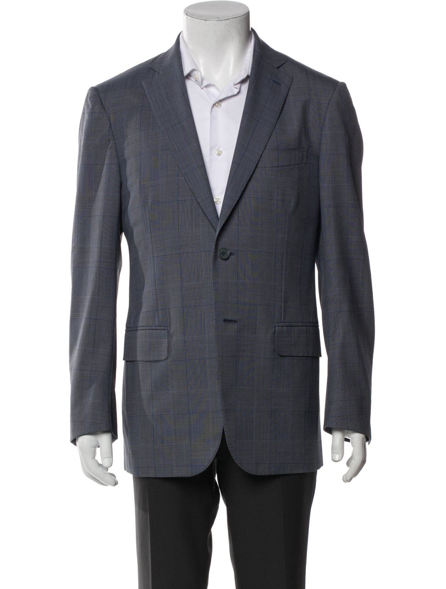 Isaia Wool Plaid Print Blazer